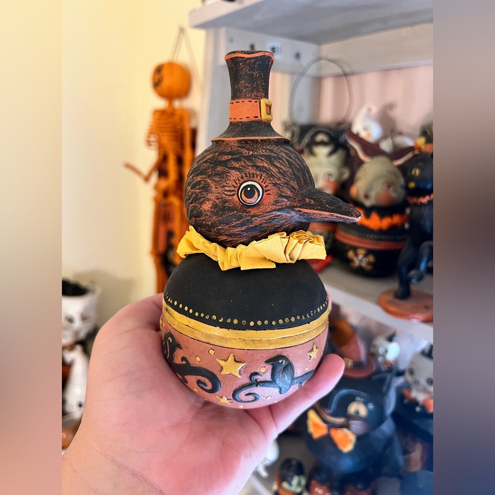 JOHANNA PARKER HARVEST CROW CANDY CONTAINER